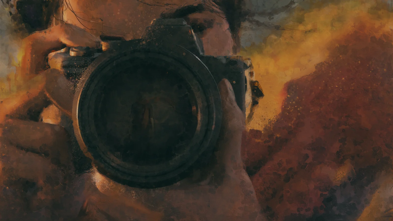 Amina behind her camera, concept art for Threads of Light